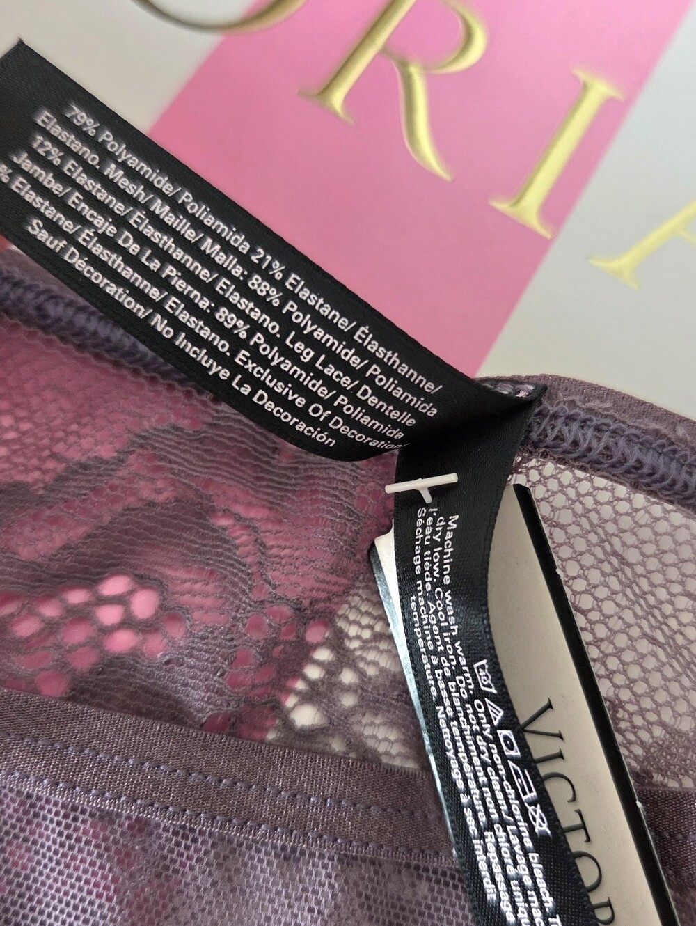Victoria's Secret VTG Cheeky Panty NWT Sheer Mesh Lace Crisscross Purple - Picture 11 of 13